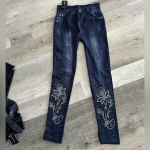 Elegant Floral Embellished Skinny leggings